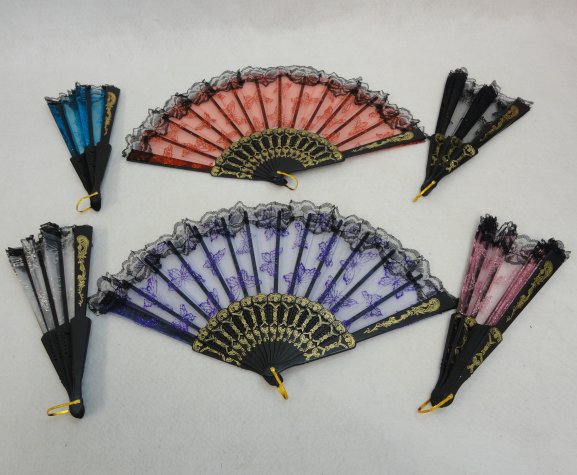 Folding FAN with Lace [Glitter Butterflies]